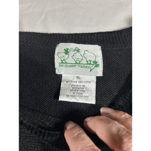 Vintage The Quacker Factory Snowman Christmas Sweater Ugly Christmas Black XL - Picture 7 of 11